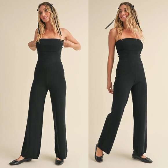 Riley Bandeau Knit Sweater Jumpsuit - Picture 1 of 10
